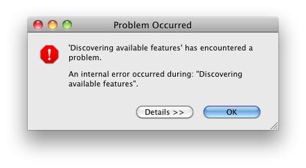 Discovering available features has encountered a problem